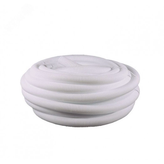 Шланг гофрированный D40 мм (внутренний D33 мм) бе лый бухта 30м