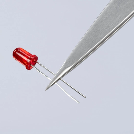 Пинцет захватный прецизионный заострённые гладкие губки L-120 мм хромоникелевая нержавеющая сталь антимагнитный KN-922206