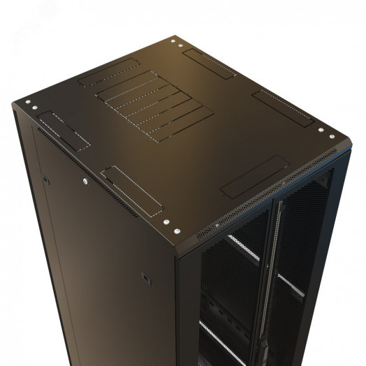 Шкаф напольный 19-дюймовый 42U 2055x800х800 мм ВхШхГ перед. и зад. распашные перфорированные двери 75%  черный  WR-TT-4288-DD-RAL9004