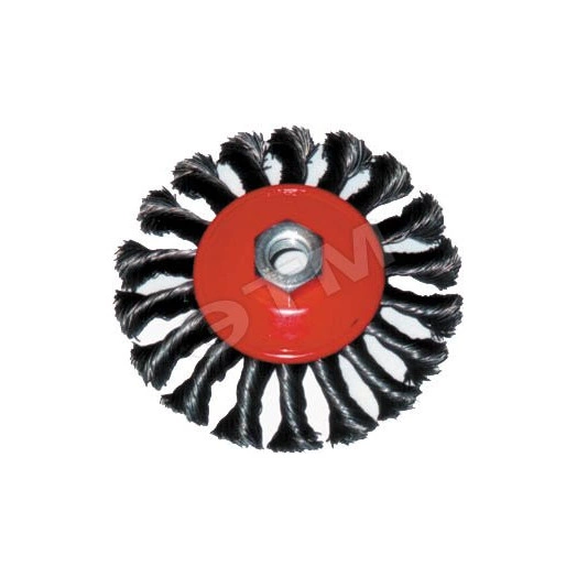 Кордщетка-колесо с наклоном, гайка М14, стальная витая проволока 115 мм