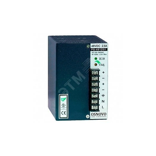 Блок питания промышленный. DC24V, 5A(120W). Диапазон входных напряжений AC100-240V. КПД 81%.