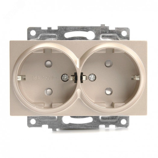 Розетка 2-местная с/з, серия Катрин, шампань, Stekker