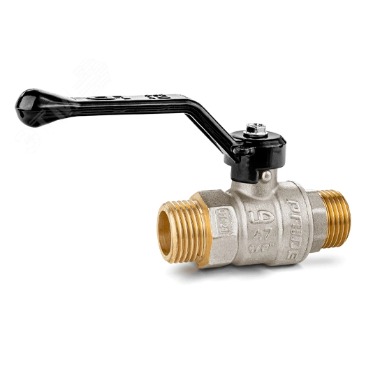 Кран шаровый латунный никелированный 11б27п1 Ду15 Ру40 (1/2') НР/НР рычаг