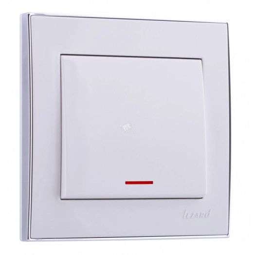 RAIN Выключатель с подсветкой белый с боковой вставкой хром