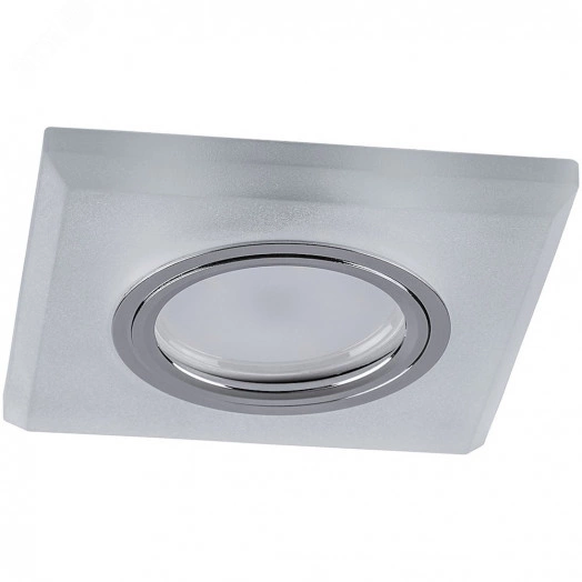 Светильник ИВО-50w G5.3 со светодиодной подсветкой 4000К квадратный белый матовый хром