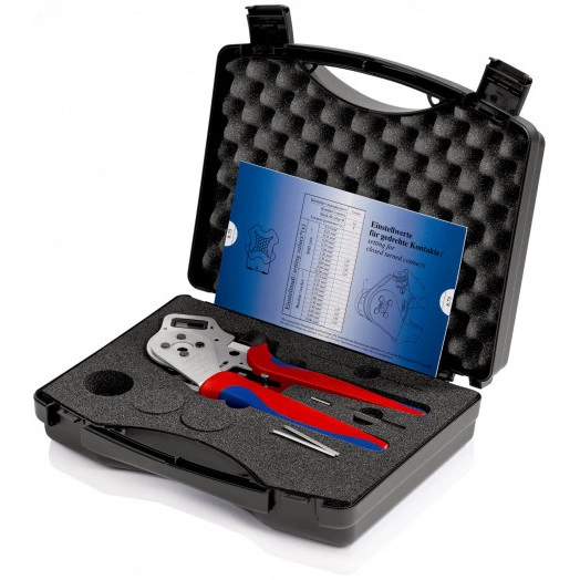 Пресс-клещи для тетрагональной опрессовки с позиционированием обработанные контакты (HarTing Ilme Phoenix Amphenol WalTher HTS ConTacT WEidmller) 014-6мм (AWG 25-10) контакт макс 75мм L=230мм хромированные двухкомпонентные рукоятки