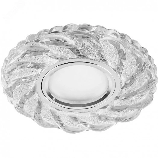 Светильник ИВО-50w G5.3 со светодиодной подсветкой 4000К хром с прозрачным стеклом