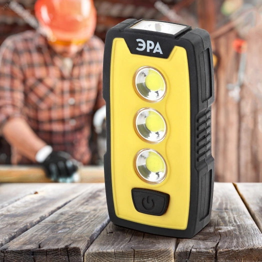 Фонарик карманный на батарейках 3хААА, ударопрочный, крючок, клипса, магнитный, боковая подсветка RB-802 Практик ЭРА