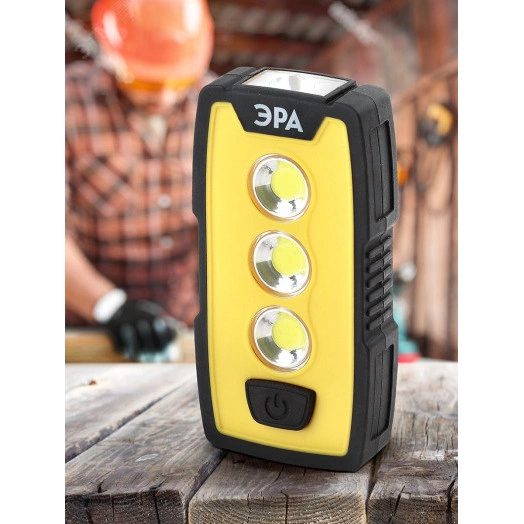 Фонарик карманный на батарейках 3хААА, ударопрочный, крючок, клипса, магнитный, боковая подсветка RB-802 Практик ЭРА