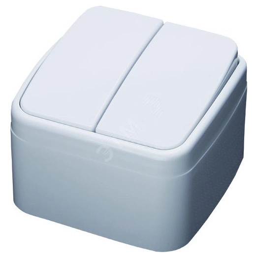 Выключатель двухклавишный серия Basic, белый, Stekker