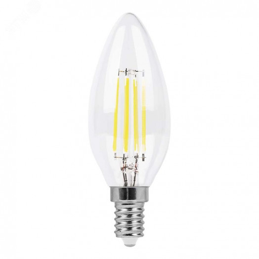 Лампа светодиодная LED 5вт Е14 теплый свеча FILAMENT