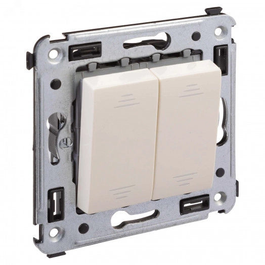 Avanti Переключатель двухклавишный в стену, ''Ванильная дымка''