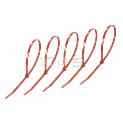 Хомут-стяжкa нeйлонoвая 400x4,8 мм, красная, упаковка 25 шт