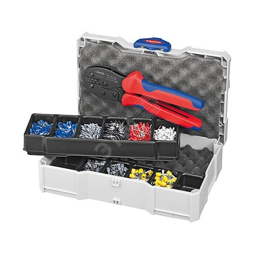 Набор контактных гильз в систейнере комплектация Пресс-клещи PRECIFORCE KN-975238 гильзы контактные изолированныеованные 05мм 075мм 1мм 15мм 25мм по 200шт 4мм 6мм по 100шт