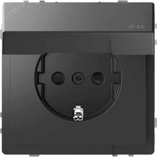 Розетка D-Life 16А с заземляющим контактом и      крышкой I44 антрацит SD