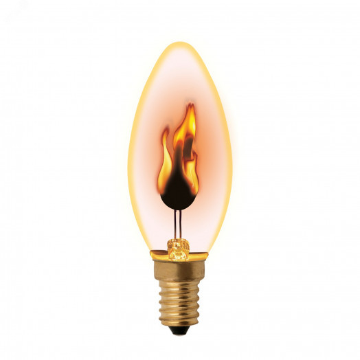 Лампа LED декоративная светодиодная, форма свеча, IL-N-C35-3/RED-FLAME/E14 /CL TM UNIEL, прозрачная