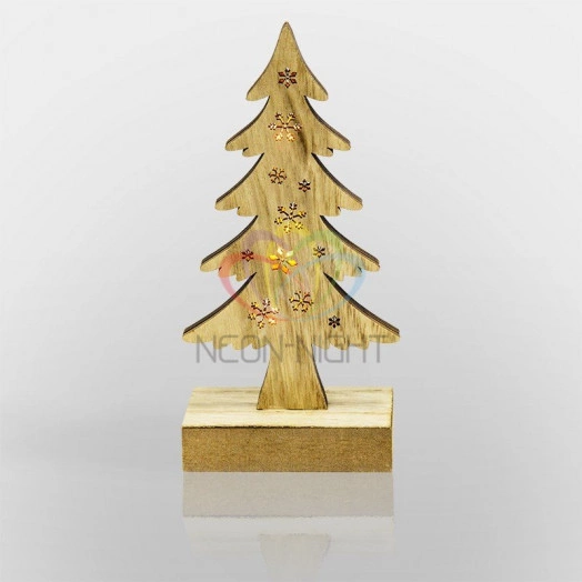 Деревянная домашняя фигурка с подсветкой Елочка 9*5*19 см