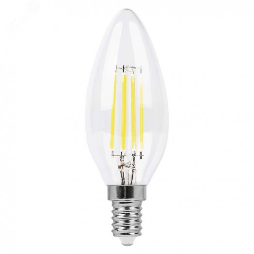 Лампа светодиодная LED 7вт Е14 теплый свеча FILAMENT диммируемая