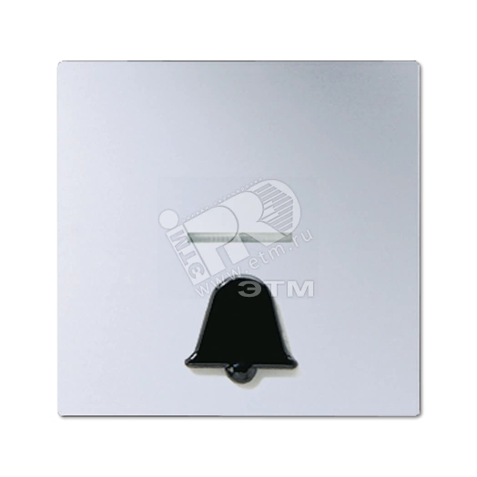 Клавиша с окошком для подсветки и  рельефным символом   звонок   алюминий