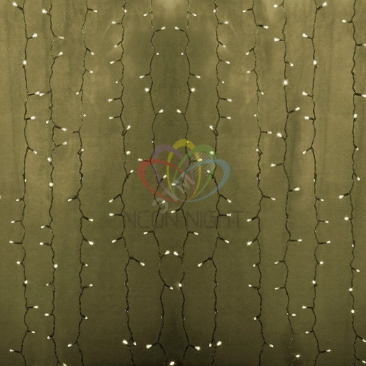 Гирлянда профессиональная Светодиодный Дождь 2х0.8м постоянное свечение прозрачный провод 220В теплый