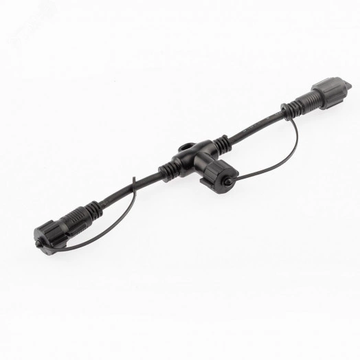 Коннектор ERAPS-C для гирлянд Т-образный IP65 каучук черный ЭРА