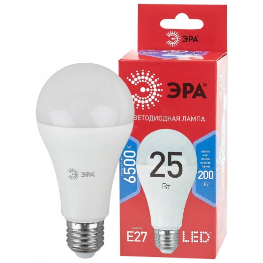 LED лампа A65-25W-865-E27 R ЭРА (диод, груша, 25Вт, холодный, E27) (10/100/1200)