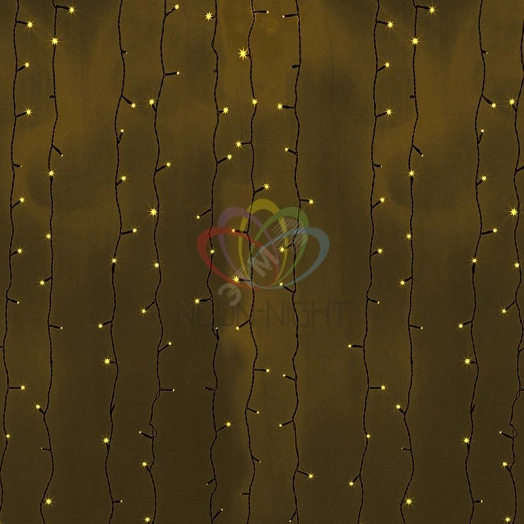 Гирлянда профессиональная Светодиодный Дождь 2х6м постоянное свечение черный провод 220В желтый