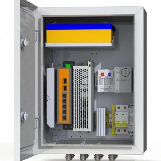 Узел коммутационный 4хPoE, 2хSFP, 4хSC, АКБ 4х12В, 2.2А/ч, IP66, 300х400х210 мм