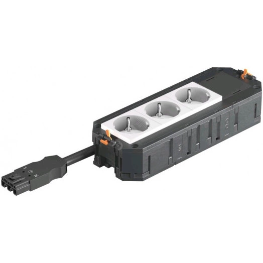 Рамка 4-модульная с розетками 3 белые, 1 заглушка 45х45, 250 V, 16 A, 2P+E, штекер WINSTA MIDI