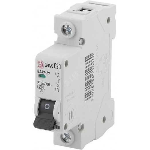 ЭРА Автоматический выключатель NO-902-101 ВА47-29 1P 10А кривая C (12/180/3780)