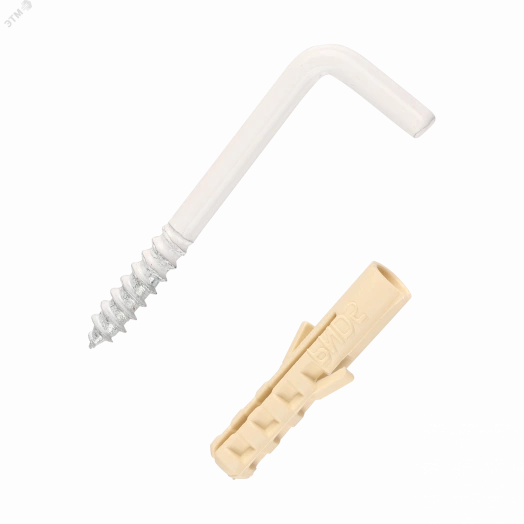 Крюк-шуруп L-образный 5х50  белый (1 шт.)