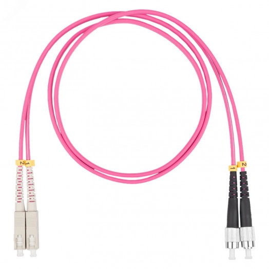 Шнур оптический коммутационный (патч-корд), SC-FC, дуплекс (duplex) OM4, нг(А)-HF, маджента, 5,0 м