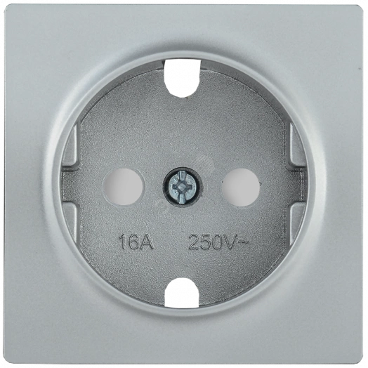Накладка розетка с заземляющим контактом с защитными шторками BOLERO серебряный