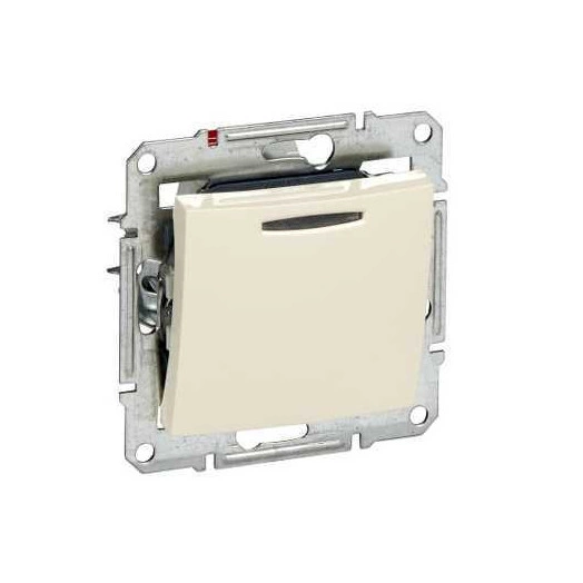 Sedna Переключатель одноклавишный с подсветкой проходной в рамку бежевый схема 7