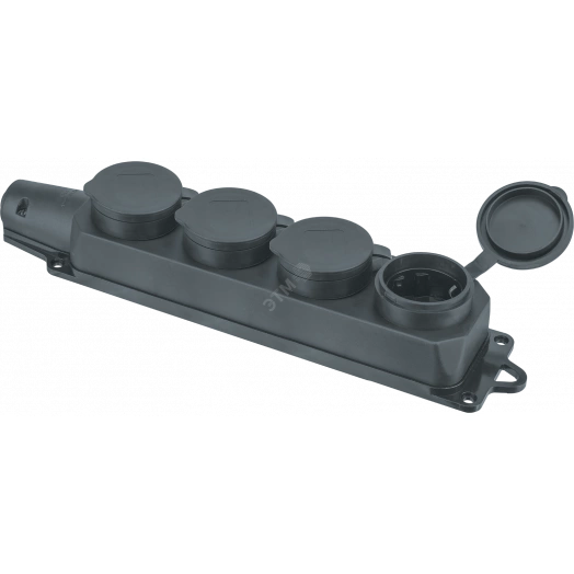 Колодка Navigator 61 373 NCA-BLR2-04-16A-E-IP44-BL 4гн с/з каучук черная