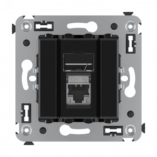 Avanti Компьютерная розетка RJ-45 в стену кат.5e  одинарная экранированная Черный квадрат
