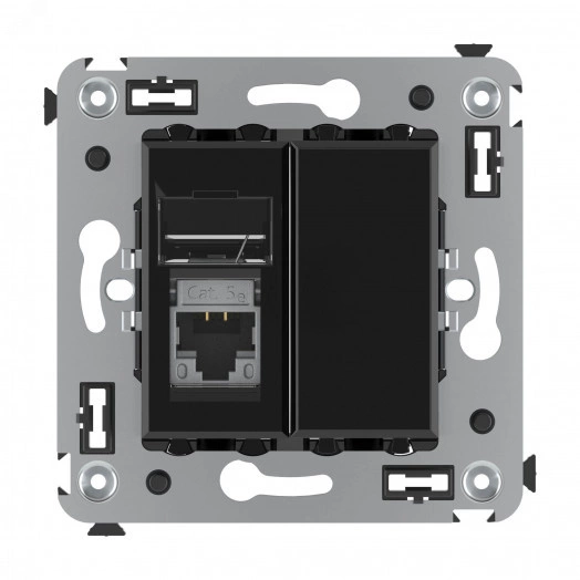 Avanti Компьютерная розетка RJ-45 в стену кат.5e  одинарная экранированная Черный квадрат