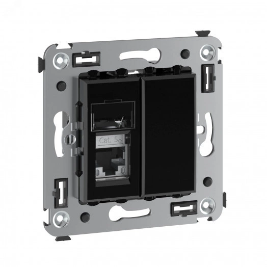 Avanti Компьютерная розетка RJ-45 в стену кат.5e  одинарная экранированная Черный квадрат