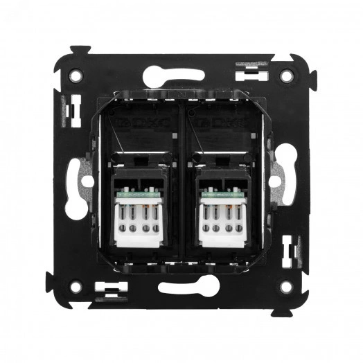 Компьютерная розетка RJ-45 в стену, кат.6А двойная, ''Avanti'', ''Черный матовый''