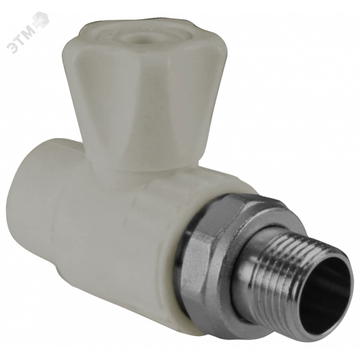 Кран шаровой для радиатора прямой 20х1/2 (60/15)  БЕЛЫЙ