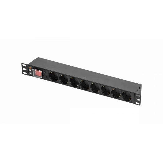 Блок розеток TLK 19д 8 гнезд ''евророзетка'' макс. нагрузка 10 А без шнура питания вход С14 + предохранитель 10 А перекидной выключатель металлический корпус макс. мощность 2500 Вт 490*44.4*68 мм