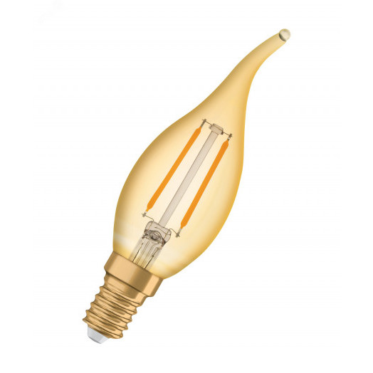 Лампа светодиодная филаментная LED 1,5Вт Е14 2400К 120лм свеча на ветру золото 230V FIL CL BW  (замена 12Вт) OSRAM Vintage 1906