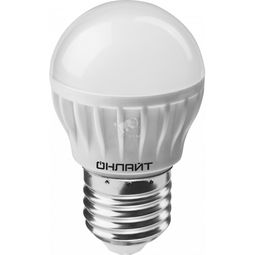 Лампа светодиодная LED 6вт E27 теплый матовый шар ОНЛАЙТ