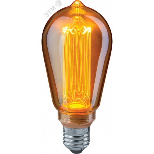 Лампа светодиодная LED 4вт Е27 теплый ST64 ретро PMMA