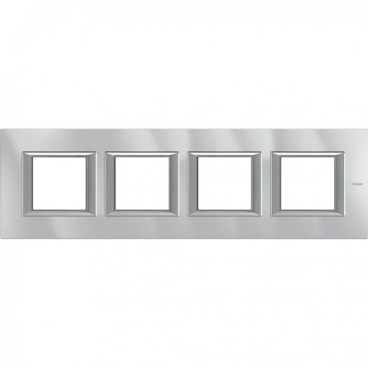 Axolute. Рамка декоративная прямоугольная немецкого стандарта. Горизонтальная установка. Цвет ''Алюминий'' Монохром. 2+2+2+2 модуля.