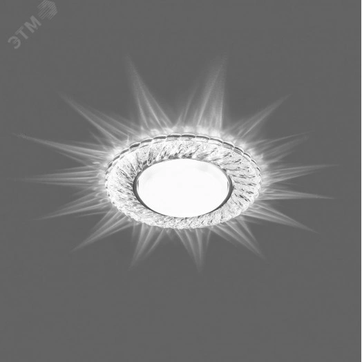 Светильник ДВО-15w GX53 без лампы со светодиодной подсветкой 4000К хром с прозрачным стеклом