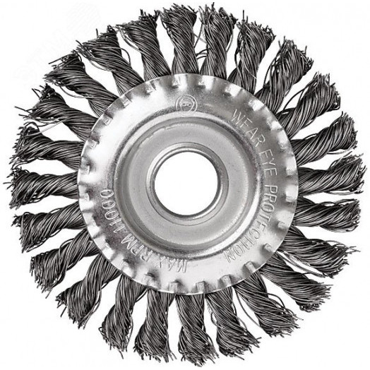 Кордщетка дисковая прямая, посадочный диаметр 22.2 мм, стальная витая проволока 150 мм