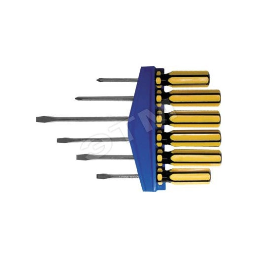 Отвертки CrV сталь, магнитный наконечник, желтые пластиковые ручки, на держателе, набор 6 шт