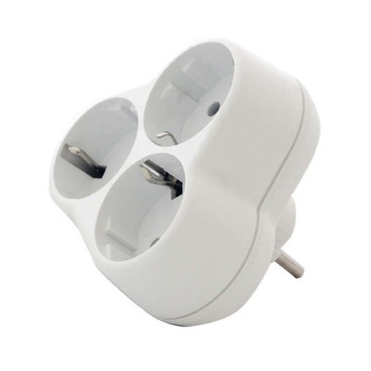 Тройник с заземл. круглый 16А 250В (еврослот) бел. UNIVersal АК303