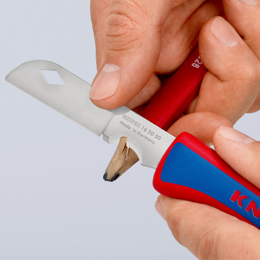Нож электрика складной лезвие изготовлено в Золингене длина лезвия 80 мм складной L-120 мм рукоятка из ударопрочного пластика крепление для страховки KN-162050SB